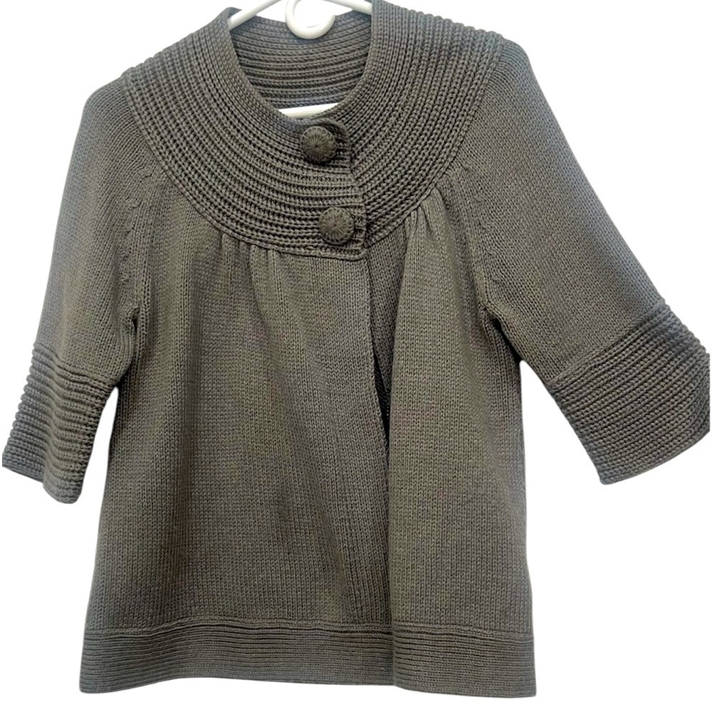Apostrophe chinky knit cardigan size S hunter green bell sleeves retro inspire